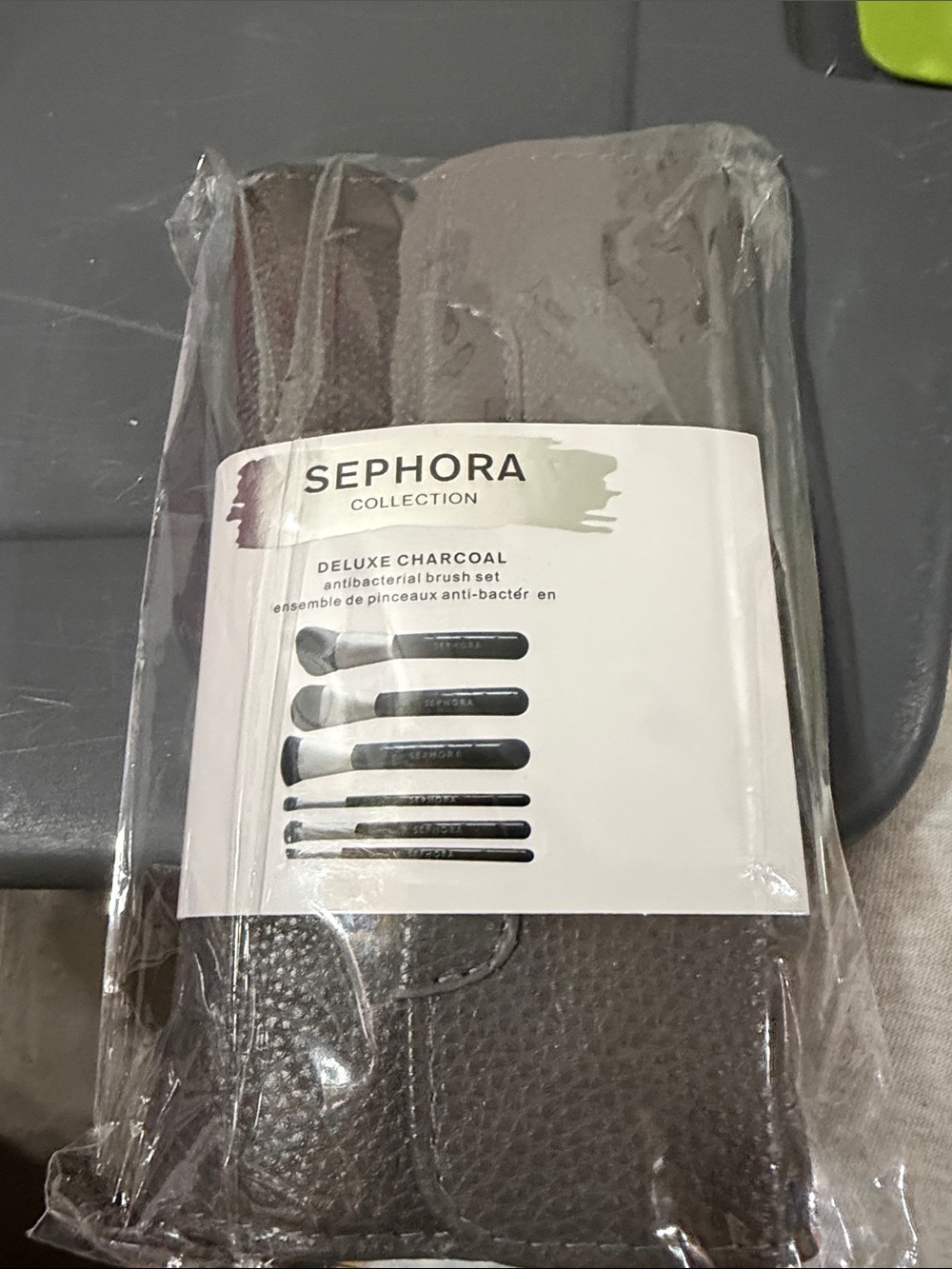 Sephora Collection Deluxe Charcoal Brush Set with Brown Case
